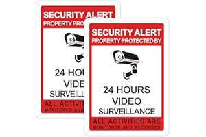 Goodvia CCTV Signs Outdoor Reflective Aluminum CCTV in Operation Sign Metal Security Signs CCTV Camera Warning Signs 24 Hour Video Surveillance Sign