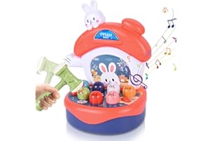 FORMIZON Juguete de Martillo, Mini Juego Arcade, Juego de Golpear con Luz Musical, Juego Interactivo de Desarrollo para Niños Pequeños, Regalo de Cumpleaños para Niños Niñas Más de 3 Años (Conejo)