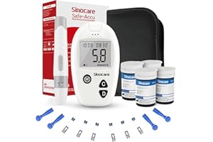 Sinocare Safe Accu Blood Sugar Monitor, Blood Sugar Test Kit 100 Strips & 100 Lans., Blood Glucose Monitors, Diabetes Testing Kit for UK Home Use, No Coding Glucometer in mmol/L