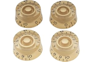 Musiclily Métrica 6mm Botones de Potenciómetros Guitarra Speed Knobs Perillas de Control para Guitarra Eléctrica Epiphone Les Paul, Dorado con Numero Negro(4 Piezas)