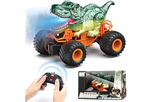 SNADER Monster Auto, Ferngesteuertes Auto Kinder Monster Truck, 2,4 GHz RC Auto Spielzeug mit Licht,Klang,Sprühen, RC Dinosaurier Spielzeug Geschenke für ab 4 5 6 7 8+ Jahre Jungen Mädchen