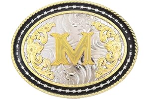 STARBRILLIANT Fibbia Per Cintura Western Da Uomo Grande Fibbia Per Cintura Da Cowboy Fibbia Per Cintura Con Iniziale Cowboy Rodeo Oro Con Lettere A Alla Z