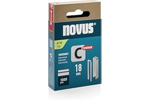 ‎NOVUS TOOLS NOVUS TOOLS Schmalrückenklammern 18 mm "superhart", 1000 Tacker-Klammern vom Typ 4/18, Schiebeschachtel, Heftmittel für Profilhölzer und Paneele
