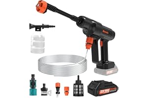 Idropulitrice Portatile, Bravolu Max 500 PSI Idropulitrice a Batteria con Accessori, Lidropulitrice Portatile a Batteria con ugello Multifunzione, Tubo da 5m, Ideale per Auto Casa Giardino