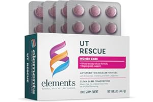 Elements UT Rescue - Supplement for Urinary Tract Support with D-mannose Cranberry Extract and Birch Leaf Extract, UT and Bladder Health for Women and Men, Non-GMO Gluten Free 60 Tablets