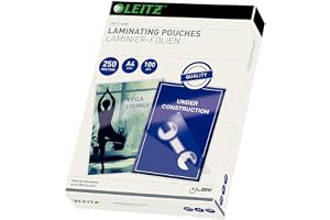 Leitz Varmlamineringsfolier A4 250 mic, högkvalitativa lamineringsfilmer i 100-pack, med rundade hörn, transparent, glänsande