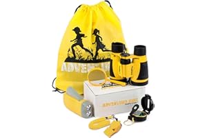 KIDZ@PLAY Adventure Kidz Outdoor Exploration Kit, Children’s Binoculars, Flashlight, Compass, Fox Whistle, Magnifying Glass, Backpack. Great Gift Set for Educational, Pretend Play, Ages 3-9 Boys Girls