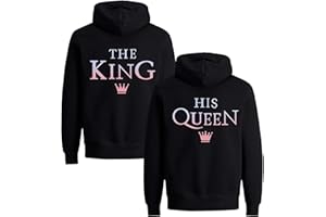 Couples Shop Herren Damen Partner King Queen Pullover Fun-Look Paare Hoodie mit Spruch Aufdruck
