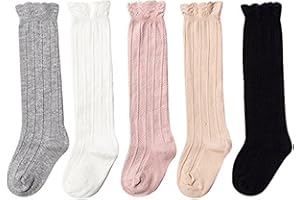 DRESHOW Chaussettes Hautes Pour Bébé Fille Chaussettes Habillées Pour Tout-petit Chaussettes Bébé en Coton Avec Nœud