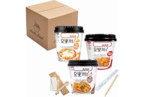 NOODLE SHACK Traditional Korean Street Food Favourite - Tteokbokki Bundle - Microwaveable Pot Rice Cakes - Cheese, Sweet & Spicy and Garlic Teriyaki - 3 x 120 g with Disposable Chopsticks & Cutlery