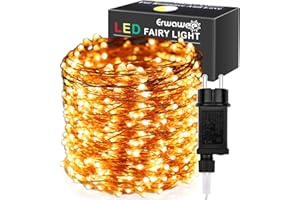 ERWAWEE Luci Albero di Natale Filo di Rame Stellato,100M 1000 LED Catena Luminosa Bianco Caldo,Stringa Luci di Natale da Esterno Interno Impermeabile IP44 Decorazioni Natalizie per Festa,Casa,Balcone,Giardino