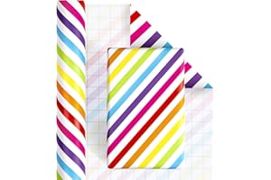 RUSPEPA Rotolo Di Carta Da Regalo Di Compleanno - Design A Strisce Colorate Per Compleanni, Vacanze, Feste, Baby Shower - 43,2 cm X 10 m