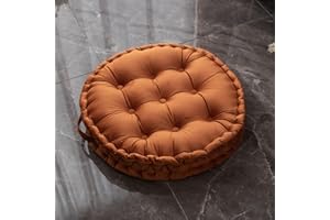 TAGKOMA Round Floor Cushion Solid Color Dutch Velvet Big Floor Pillow For Adults Living Room Bedroom Classroom Outdoor Yoga Meditation Large Floor Cushion,orange,60cm