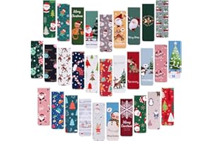 Vicloon Magnetic Page Clips, 30Pcs Book Marker Clip, Magnet Page Markers Markers Page Clip Inspirational Quotes Bookmarks Magnetic Bookmarks for Students Children Adults Reading Supplies (Chritmas)