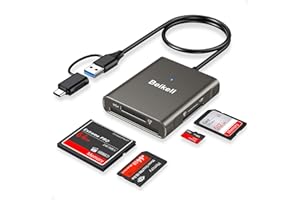 SD Card Reader, Beikell 4 in 1 USB C & USB 3.0 Card Reader Adapter, 4 Cards Simultaneously Dual Connector Memory Card Adapter for SD/SDHC/SDXC/Micro SD/MMC/MS/CF,Compatible with Windows,OS -Black