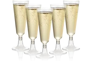 MATANA 24 Copas de Champán de Plástico, 150ml - Flautas de Champagne para Bodas, Cumpleaños, Barbacoa y Fiestas - Vasos Resistentes y Reutilizables para Cócteles, Postres