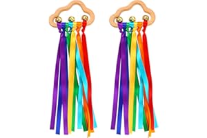 VEYLIN Lot de 2 rubans sensoriels pour bébés, jouets en bois faits à la main pour tout-petits de 3 à 24 mois