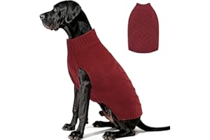 Katzinst Dog Jumper Extra Large, Warm Knitting Sweater for Cold Winter, Classic Cable Pullover Pet Coat for Great Dane (Red, 4XL)