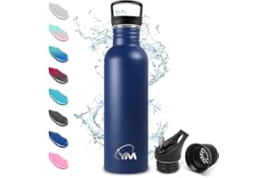 KollyKolla Botella Agua Niños Acero Inoxidable, 500ml, Botella Ecológica con Pajita y Filtro, Cantimplora Reutilizable de Ligera, Sin Fugas, Sin BPA, para Colegio, Camping, Deporte - con 2 Tapas