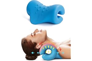 BLABOK Rilassante per collo e spalle, dispositivo di trazione cervicale Barella per collo portatile, correttore di postura del collo Cuscino per chiropratica per alleviare il dolore(Blu)