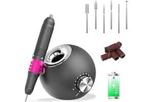 DELANIE Nail Drill Rechargeable 35000RPM Professional Electric Nail File Kit Set Unique Design Manicure for Home and Salon Use with Six Sanding Bands and Drill Bits Gray