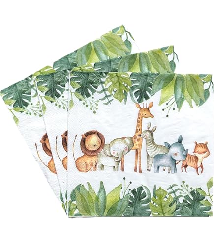 20 Stück Waldtier Servietten - Baby Deko Mit Bären, Füchsen & Hirschen