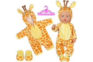 Aolso Kleidung Outfits für Baby Puppen, Babypuppenkleidung für 14–18 Zoll große Puppen, 35–45 cm große Babypuppen, Puppe Zubehör, Neue Puppenkleidungs-Outfits, Geschenke für Mädchen (Giraffe)