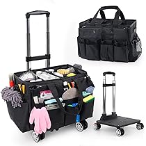 Chariet Entretien Roulettes Chariot Ménage Rubbermaid 3 Étagères - 127x152x56cm - Roulettes Verrouillables - Sac Vinyle - Professionnel Chariet Ménage
