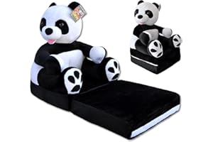 nana shop Poltrona Panda per Bambini 2 in 1 – Divanetto Pieghevole in Morbido Peluche, Poltroncina Apribile e Trasformabile per Cameretta