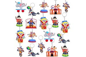 Luccyle Zirkus-Schlüsselanhänger, Zirkus-Partyzubehör, Clown-Tiere, Schlüsselanhänger, Clown, Tiere, Karnevals-Themenzubehör und Dekorationen, 24 Stück