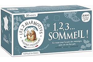 Les 2 Marmottes - Infusion 1,2,3...Sommeil ! 30 sachets - Mélisse, citron et camomille - Bien Dormir et Relaxation - Made In France - Sans arômes ajoutés - 36g
