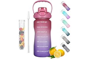 WELTRXE Gourde 1,6 L de Motivations avec Marqueur de Temps, Bouteille d'eau 1600 ml avec Infuseur de Fruits, Poignée, Paille, Gourde Sport Réutilisable, Etanche pour Travail, Voyage, Gym