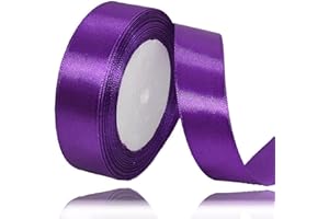 ALOHOVME Ruban Satin Violet 25mm, 23 mètres Rubans de Tissu Couture Ruban Cadeau pour Décoration de Mariage, Emballage cadeau, Bouquet de fleurs, Artisanat DIY, Décoration gâteau d'anniversaire et Noël