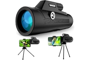 DANGZW Monoculare, 12 x 50 HD Telescopio Monoculare Impermeabile con Supporto per Cellulare e Treppiede, Monocoli per Osservazione Degli Uccelli, Caccia, Giochi di Palla, Concerto