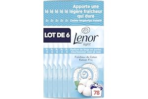 Lenor Light Parfum De Linge, 78 lavages (6 x 155g), Fraîcheur de Coton, fraîcheur douce qui dure