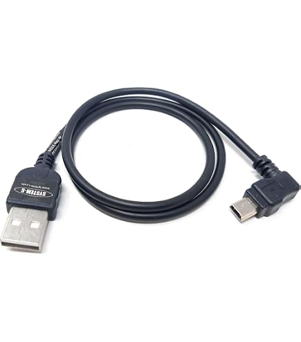 SYSTEM-S Mini USB Kabel 90° Gewinkelt – 26 Cm, Rechts Gewinkelt, Für Daten & Laden, Mini-USB Auf USB-A