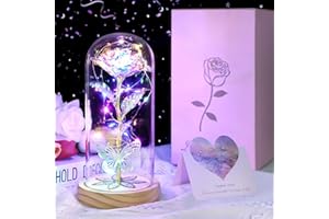 DOUUCO Eterna Galaxy Rose Regali, Regalo Natale Rosa Donna con Luci LED Uomo per Mamma Amica Moglie Migliore Regali Idee Compleanno Anniversario Valentino