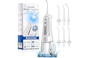 B. WEISS High-Power Cordless Water Flosser for Teeth Cleaning: IPX7 Waterproof Oral Irrigator with 4 Cleaning Modes, Including Sensitive Mode for Gentle Gums – Rechargeable 6 Replacement Tips Included