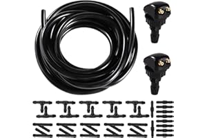Lyeteung Juego Manguera de Agua Limpiaparabrisas, 3m Manguera Limpiaparabrisas Coche, 30 Piezas Conector Manguera y 2 Piezas Boquilla de Rociado de limpiaparabrisas