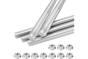 ENUTROF Barra Filettata M10 x 300mm Barre Filettate in Acciaio Inox 304 Asta Filettata Filettatura Metrica Completa Set da 5 con 10 Dadi Flangiati (5, Argento, M10*30CM)