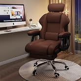 XUEGW Executive Office Chair Adjustable Tilt and Height, PU with Armrest, for Long Hours Sitting, High Chair with Footrest