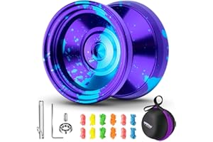 SHUNGRU Professional Yoyo Responsive Yoyo V8 - Dual Purpose Yoyo for Kids Beginners, Metal Yo yo Trick for Adults with Unresponsive Yoyo Bearing + 12 Yoyo Strings, Yo-yo Case Bag, Removal Tool (Purple Blue)