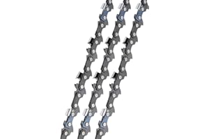 QIAOMIAO Lot de 3 chaînes de tronçonneuse 3/8"LP 1,3 mm 40 maillons d'entraînement 25 cm Compatible avec Bosch, Black & Decker, Ryobi, Makita et autres