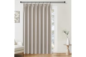 Softalker Tende oscuranti con nastro arricciato, colore beige, extra large, 300 cm, divisorio per stanza, 240 cm, altezza per binario, soggiorno, camera da letto, cameretta dei bambini, 1 pezzo