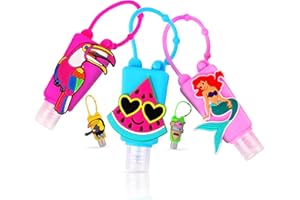 Swans&Sam Hand Sanitiser Plastic Refillable 6 Bottles- Empty Silicone Hand Sanitizer gel Holder Keychain Carrier Travel Bottles