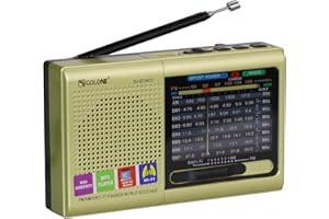 FSJUN Multi-Function Wireless Radio FM/AM/SW Multi-Band Radio Portable Bluetooth Speaker MP3 Player can be Operated by Rechargeable Lithium Battery/3 AA Batteries Support TF Card/U Disk(Yellow)