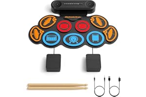 ZYNCOVE Schlagzeug Elektronisch Kinder, 9-Pad Elektronisches Schlagzeug Set, E-Drum Set mit 2 Pedalen, Dual-Lautsprecher & Sticks, Kopfhörer/Bluetooth/MIDI Unterstützung, Geschenk für Kinder & Anfänger