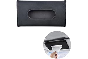 GHEART Boîte de Mouchoirs pour Pare-Soleil de Voiture, Porte-Mouchoirs de Voiture, Conteneurs Stockage mouchoirs Cuir, Voiture Porte Masque de Visière avec Clip arrière pour Accessoires Voiture, Noir