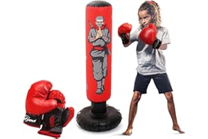 EAGLESTONE 47" Kids Punching Bag with Boxing Gloves, Inflatable Boxing Bag for Boys and Girls