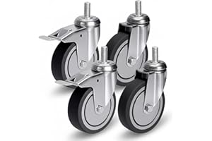 ‎PRIOSTAHL PRIOstahl Transportrollen mit Rückenloch 100mm Set mit Bremse - Möbelrollen Lenkrollen bis 320kg Schwerlastrollen - Spurlos Abrollende Rollen f. Möbel Arbeitstisch Werkstatt Rollbrett Transportroller